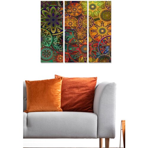 Wallity MDF1609067 multicolor decorative mdf painting (3 pieces) Cene