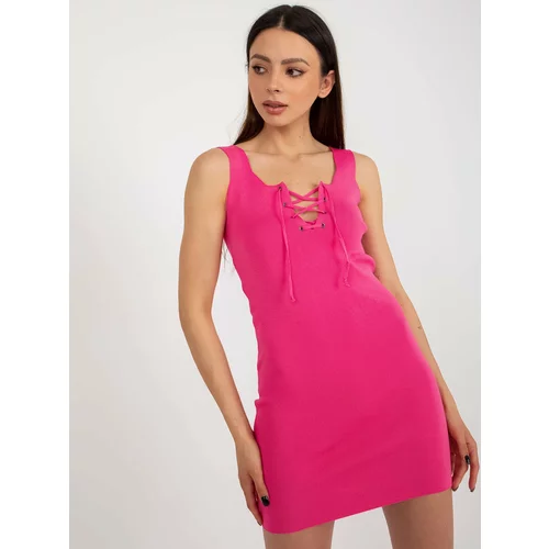 Fashion Hunters Dark pink fitted knitted dress