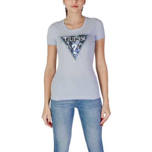 Guess Majice s kratkimi rokavi SS CN TRIANGLE FLOWER W5RI00 J1314 Modra Slike