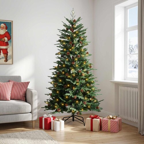  Umjetno božićno drvce s nogom 150 cm 150 LED lampica Slike