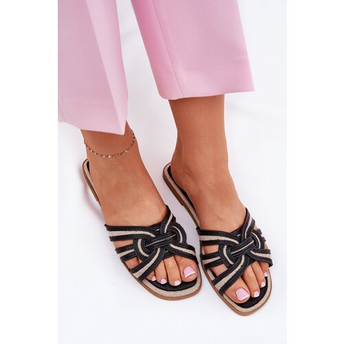 Boto Womens Flat Sandals With Intertwining Straps Black Acimine Cene