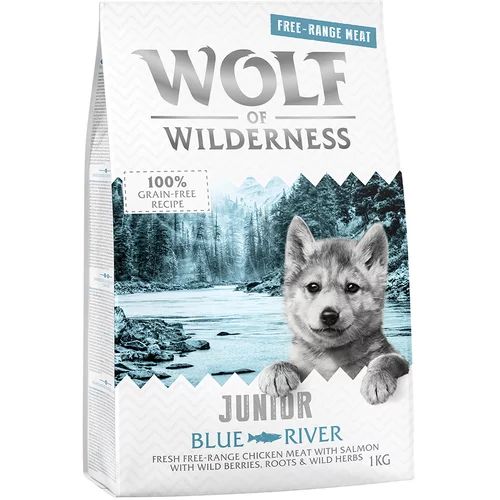 Wolf of Wilderness 2 x 1 kg suha hrana po posebni ceni! Junior Blue River - piščanec iz proste reje & losos