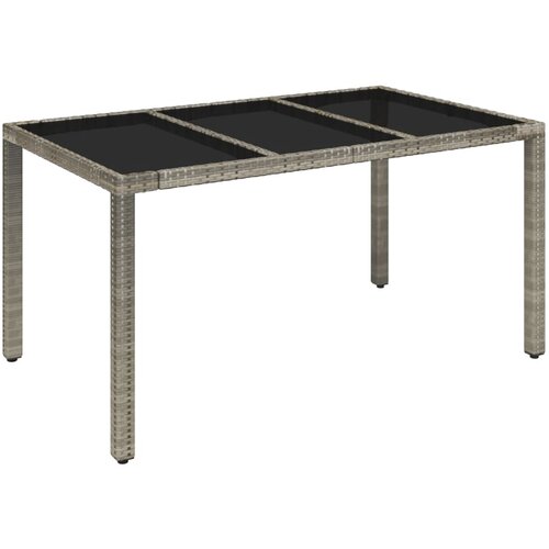 VidaXL Vrtna miza s stekleno plo&amp;scaron;čo siva 150x90x75 cm poli ratan, (20665824) Slike
