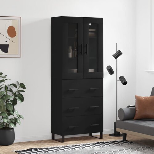  Visoka komoda crni 69,5x34x180 cm konstruirano drvo Slike