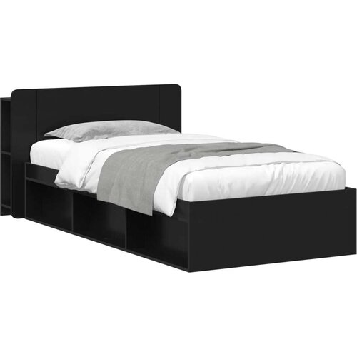  Okvir kreveta s pohranom Crna 90 x 200 cm Konstruirano drvo Cijene