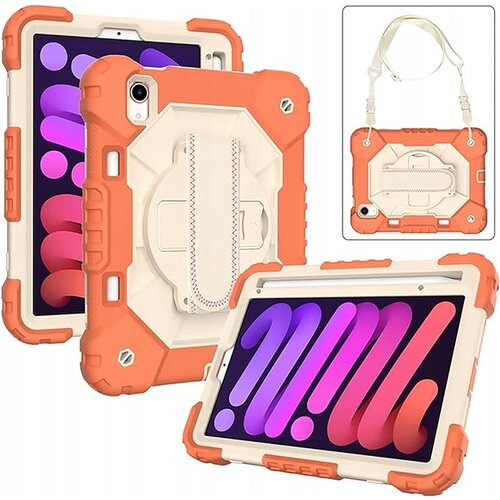 NIKCORP Ovitek za iPad Mini 6 8.3 s stojalom, naramnim pasom in držalom za pisalo, trislojna robustna zaščita, oranžen, (5000138971) Cene