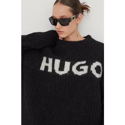 Hugo Volnen pulover ženski, črna barva