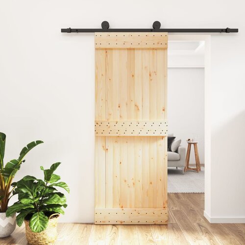 vidaXL Drsna vrata s kompletom vodil 80x210 cm trdna borovina Cene
