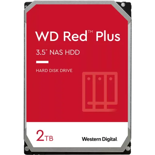 Western Digital HDD NAS WD Red Plus 2TB CMR, 3.5”, 128MB, 5400 RPM, SATA, TBW: 180