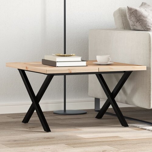 vidaXL Klubska mizica X okvir 60x60x40,5 cm trdna borovina lito železo Cene