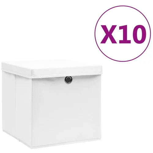  Škatle s pokrovi 10 kosov 28x28x28 cm bele