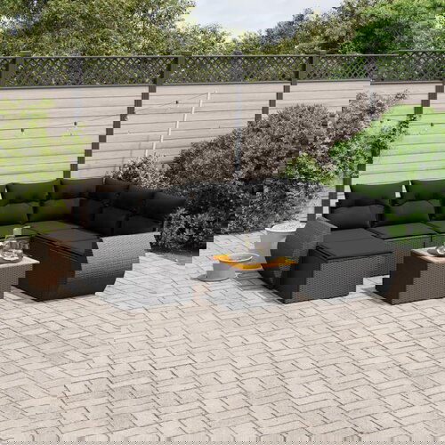 vidaXL 8-dijelni set vrtnih sofa od poliratana s jastucima crni Cijene