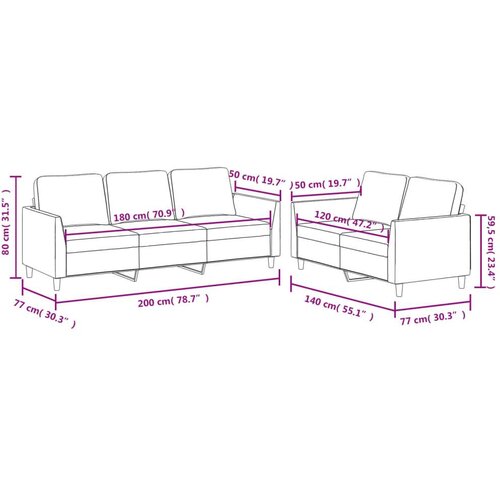  2-dijelni set sofa s jastucima sivi od umjetne kože Slike