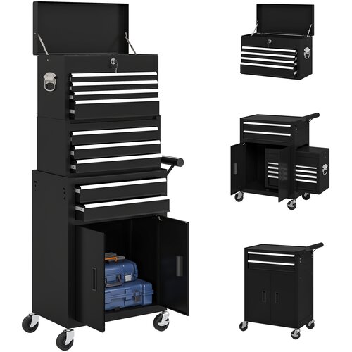 HOMCOM Delovni voziček jeklo 69,5D x 33&Scaron; x 133V cm Črna, (5000242381) Cene