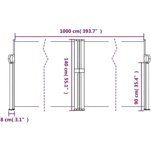  Uvlačiva bočna tenda 140 x 1000 cm bijela Slike