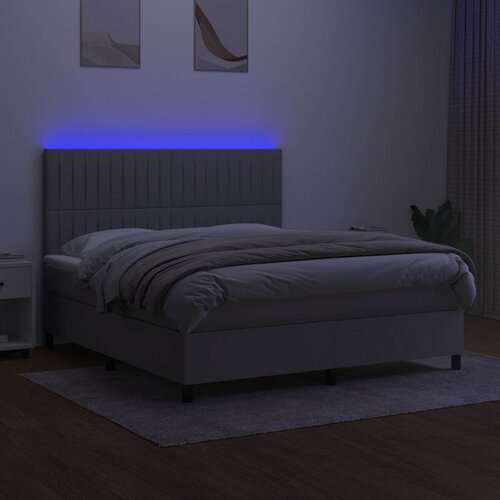  box spring s madracem LED svjetlosivi 180x200 cm tkanina Slike