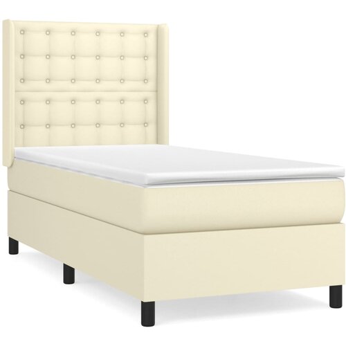 Krevet s oprugama i madracem krem 90 x 200 cm od umjetne kože Slike