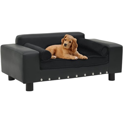 VidaXL Sofa za pse crna 81 x 43 x 31 cm od pli&amp;scaron;a i umjetne kože Slike