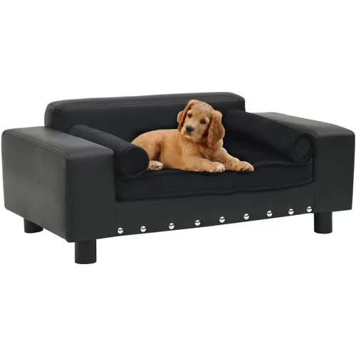 vidaXL Sofa za pse crna 81 x 43 x 31 cm od pliša i umjetne kože