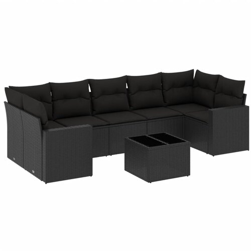 Maison Chic Seti vrtnega pohištva - Vrtna garnitura - Vrtni pohištvo set 8-delna z blazinami črn poli ratan, (21799179) Cene