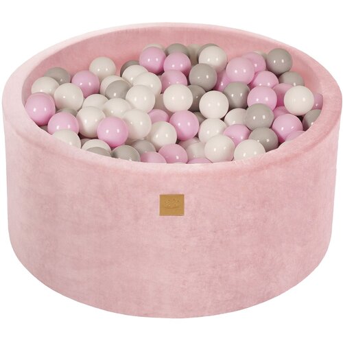 MeowBaby Bazen z žogicami, 90x40 cm s 300 žogicami, žamet, pudrasto roza: bela/siva/pastelno roza, (21295062) Cene