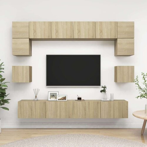  8-dijelni set TV ormarića boja hrasta sonome od iverice Cijene