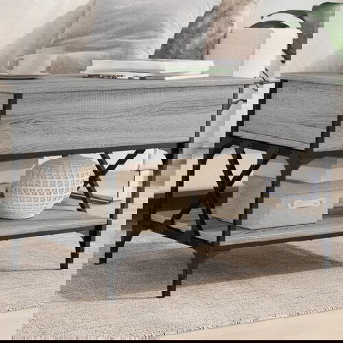  The Living Store Klubska mizica siva sonoma 70x50x50 cm inženirski les in kovina - Klubska Mizica, (21522691) Cene