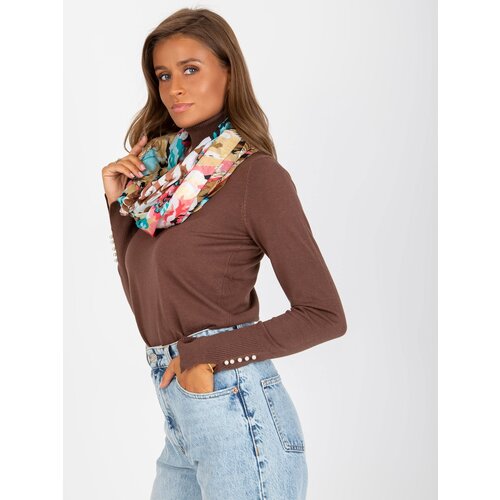 Fashion Hunters Beige cotton scarf with patterns Slike