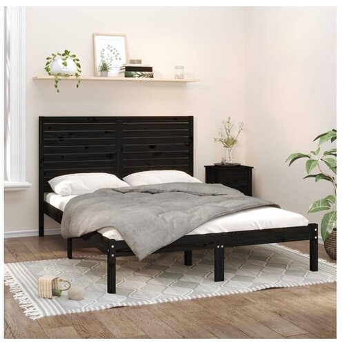 Okvir za krevet od masivnog drva crni 150 x 200 cm 5FT King Cene