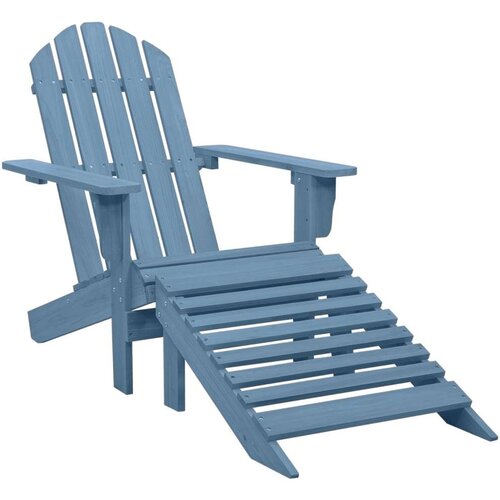 VidaXL Vrtna stolica Adirondack s otomanom od masivne jelovine plava Slike