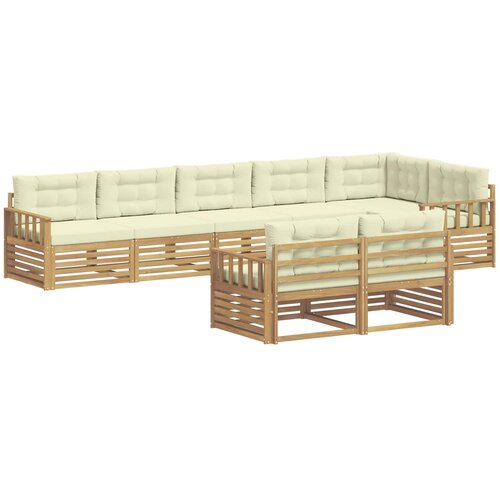vidaXL Zunanja garnitura za sedenje 8 pcs Bela in krem Poliester, (5000279960) Cene