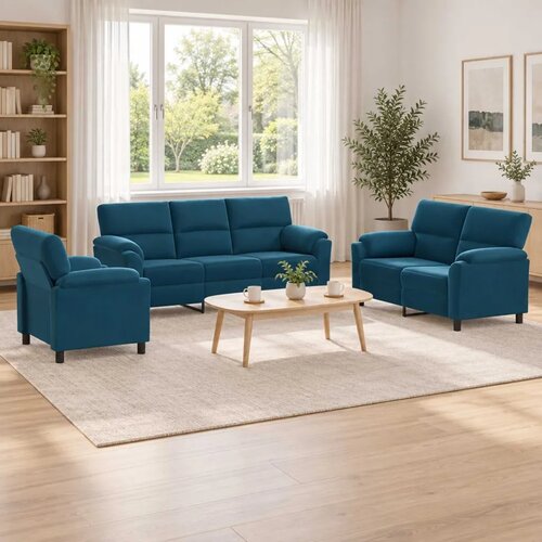  Set sofe 3 pcs Plava Bar&scaron;un - Plava 1-sjedalo + 2-sjedalo (140 cm) + 3-sjedalo Cijene