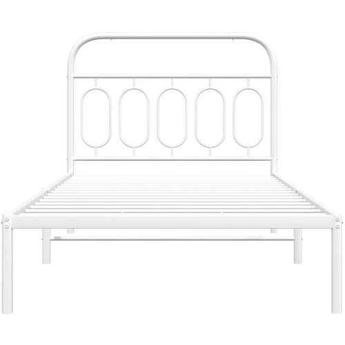  Metalni okvir za krevet s uzglavljem bijeli 107x203 cm Slike
