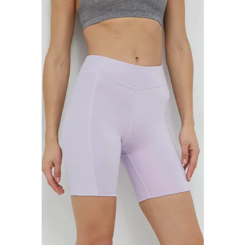 Reebok Kratke hlače za jogu za žene, boja: ljubičasta, glatki materijal, visoki struk