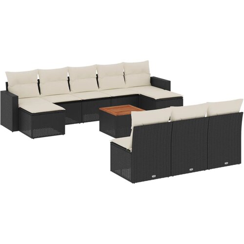  11-dijelni set vrtnih sofa od poliratana s jastucima crni Crna 66 x 62 x 69 cm Slike