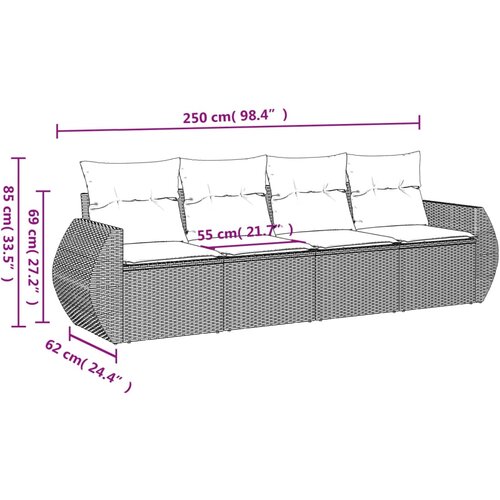  4-dijelni set vrtnih sofa s jastucima svijetlosivi poliratan Slike
