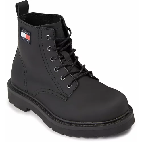 Tommy Jeans Pohodni čevlji Tjm Ruberized Lace Up Boot EM0EM01276 Black BDS