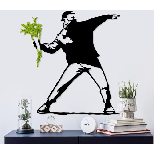 Wallity zidna dekoracija Moss-Flower Gang, 70x69cm, Crna Cene