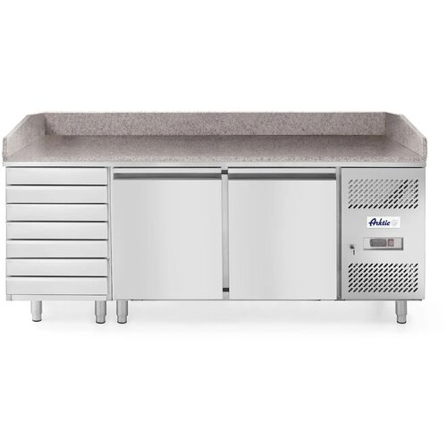 Pizza Pult, Dvojna Vrata in 7 Predalov, Granit, Arktic, 250L, 230V/250W, 2020x802x1000mm Cene