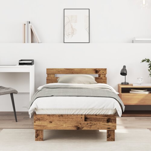 vidaXL Postelja iz starega lesa 90x190 cm - Narejena iz vezanega lesa Cene