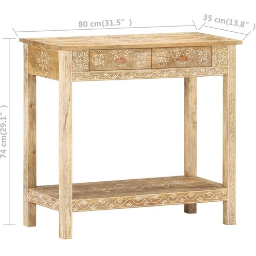  Konzolni stol 80 x 35 x 74 cm od masivnog drva manga Slike