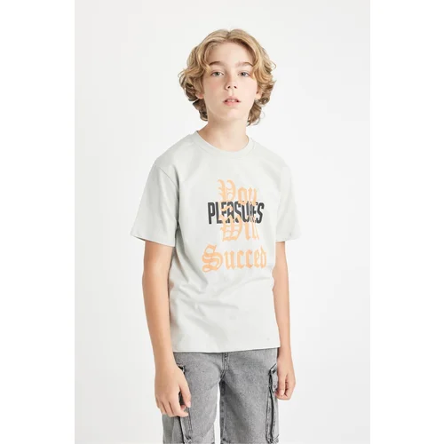 Defacto Boy's Crew Neck Printed Short Sleeve T-Shirt