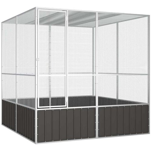 vidaXL Ptičja kletka antracit 213,5x217,5x211,5 cm pocinkano jeklo Cene