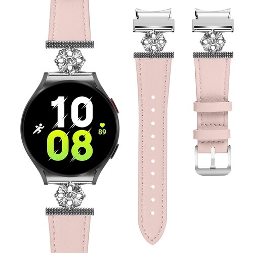 INF Pa&scaron;ček za uro iz pravega usnja za Samsung Watch 4/5/6/7 Pink, (21543017) Cene