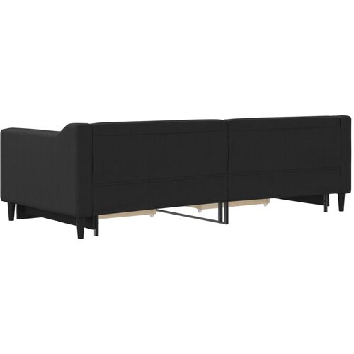 Dnevni krevet na razvlačenje s ladicama crni 90x200 cm tkanina Slike