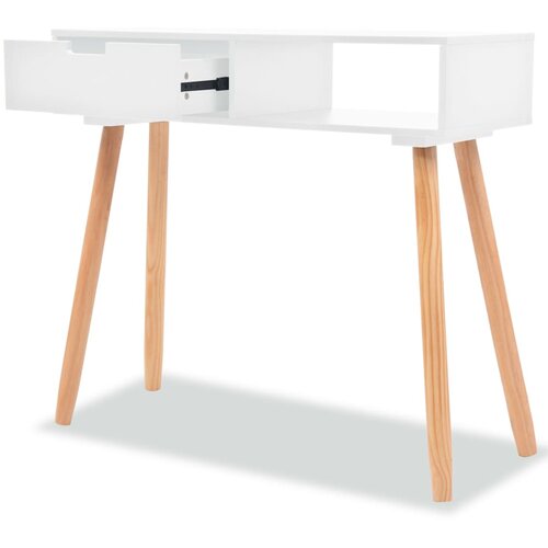 Maison Chic konzolna miza - miza ob steni iz masivne borovine 80x30x72 cm bela, (21786371) Cene