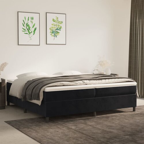 The Living Store Box spring postelja z vzmetnico črna 200x200 cm žamet - Box Spring Postelja, (21489586) Slike