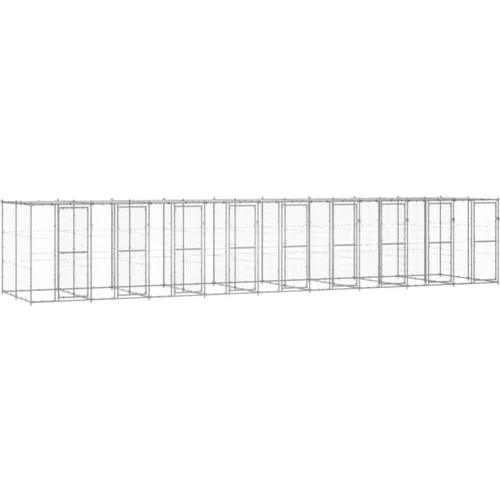 vidaXL Zunanji pasji boks pocinkano jeklo s streho 21,78 m²