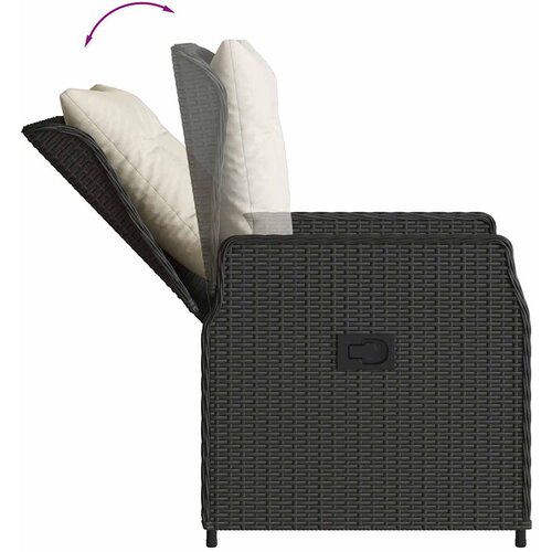  7-dijelni vrtni blagovaonski set s jastucima crni od poliratana Crna 160 x 80 x 74 cm Slike