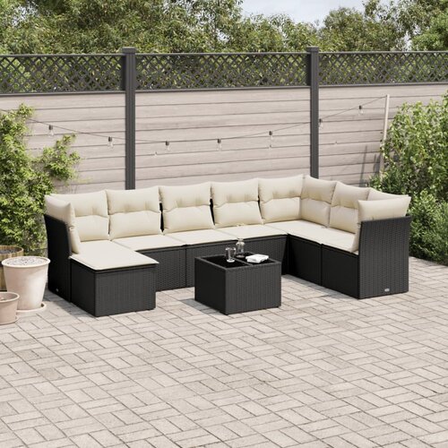  9-dijelni set vrtnih sofa s jastucima crni od poliratana Cijene